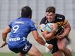 Sam Spink tries to break the line during the Force’s loss against the Blues. 