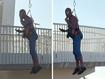 A man has been charged over a bizarre stunt involving dangling over the Kwinana Freeway dressed as Spider-Man.