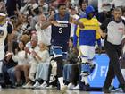 Anthony Edwards (5) has finished just shy of a triple-double in Minnesota's win over Golden State. (AP PHOTO)